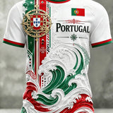 Camiseta casual masculina de inspiração futebolística portuguesa