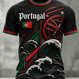 Camiseta casual masculina de inspiração futebolística portuguesa