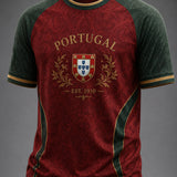 Futebol Português Masculino Estampado Casual camiseta de mangas curtas