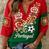 Camisa Estampada Futebol Feminino de Portugal