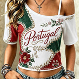 T-shirt Estampada Futebol Feminino de Portugal