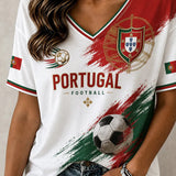Camiseta estampada de futebol feminino de Portugal
