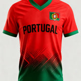 Camiseta com estampa artística de torcida, tema futebol português, para homens