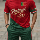Conjunto de camisetas com estampa artística sobre a cultura dos torcedores em apoio à seleção portuguesa de futebol masculino