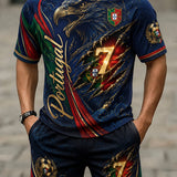 Conjunto de camisetas com estampa artística sobre a cultura dos torcedores em apoio à seleção portuguesa de futebol masculino
