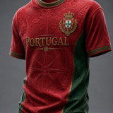 Camiseta masculina estampada com futebol português