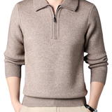 Camisola elegante de caxemira com fecho