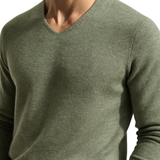 Camisola elegante de caxemira com decote em V