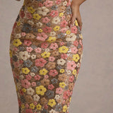 SELVIANA Vestido longo floral com lantejoulas