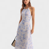 Vestido Midi Azul Floral