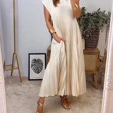 Vestido Simples Plissado Sem Mangas