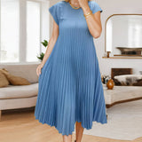 Vestido Simples Plissado Sem Mangas