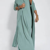 Vestido longo elegante + cardigan combinando
