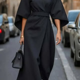 Margaret - Vestido elegante com mangas lanterna e cinto