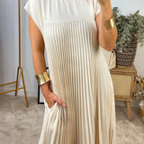 Vestido Simples Plissado Sem Mangas