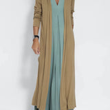 Vestido longo elegante + cardigan combinando